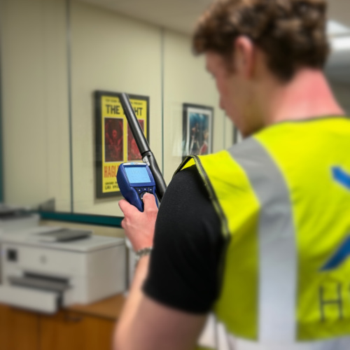 Engineer measuring air quality